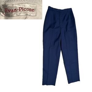 Vintage 1970s Evan Picone Navy Blue High Waist Trouser Pants / Small 26 x 27
